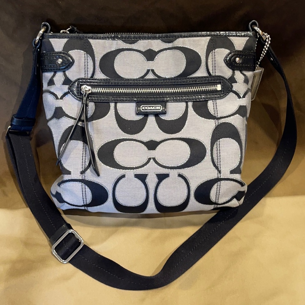 Coach Black & Silver Sparkly Canvas Crossbody Bag